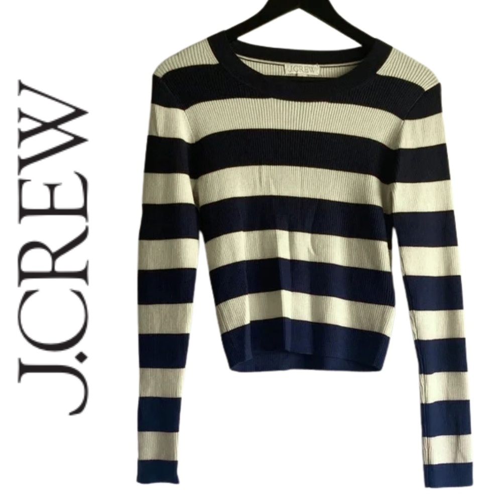 Navy and Cream Striped Knit Long Sleeve NWOT